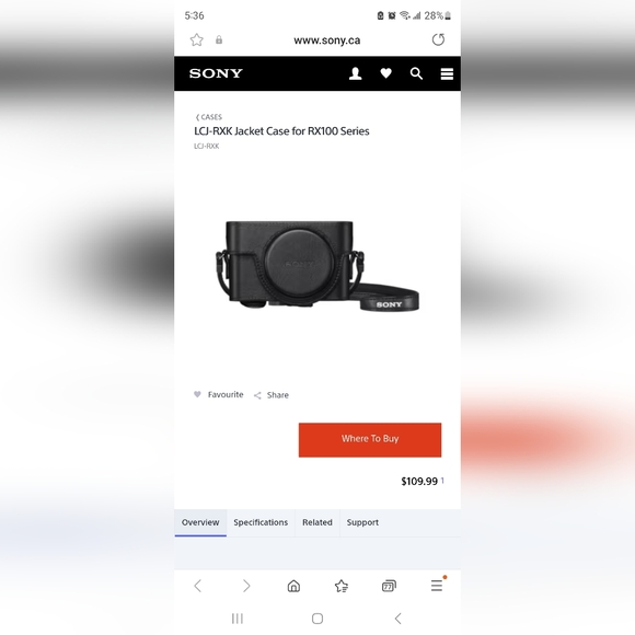 NWOT LCJ-RXK SONY Jacket Case for RX100 Series - Picture 1 of 11